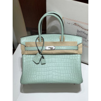 플래티넘 30cm 민트그린 실버 버클 가방