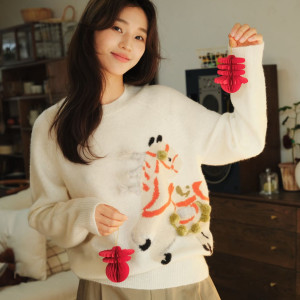 Ed 오마 패턴 울 니트 스웨터